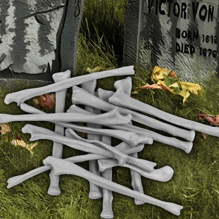 GameXcel Halloween Skeleton Bones - Plastic Life-Size Bones Set Yard Decoration - Props for Graveyard Haunted House Indoor & Outdoor Deco (15PCS) - Image 1